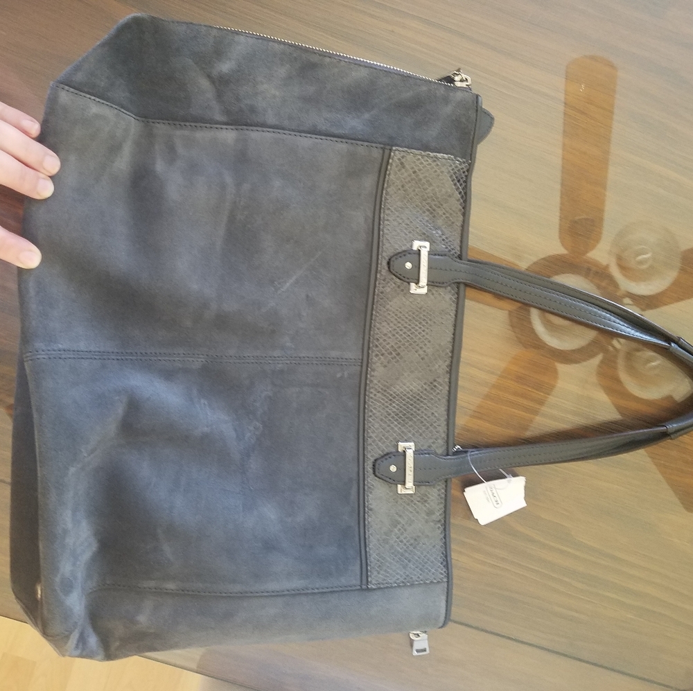 New With Tag - Coach Gray Suede & Snake Purse - Picture 6 of 12